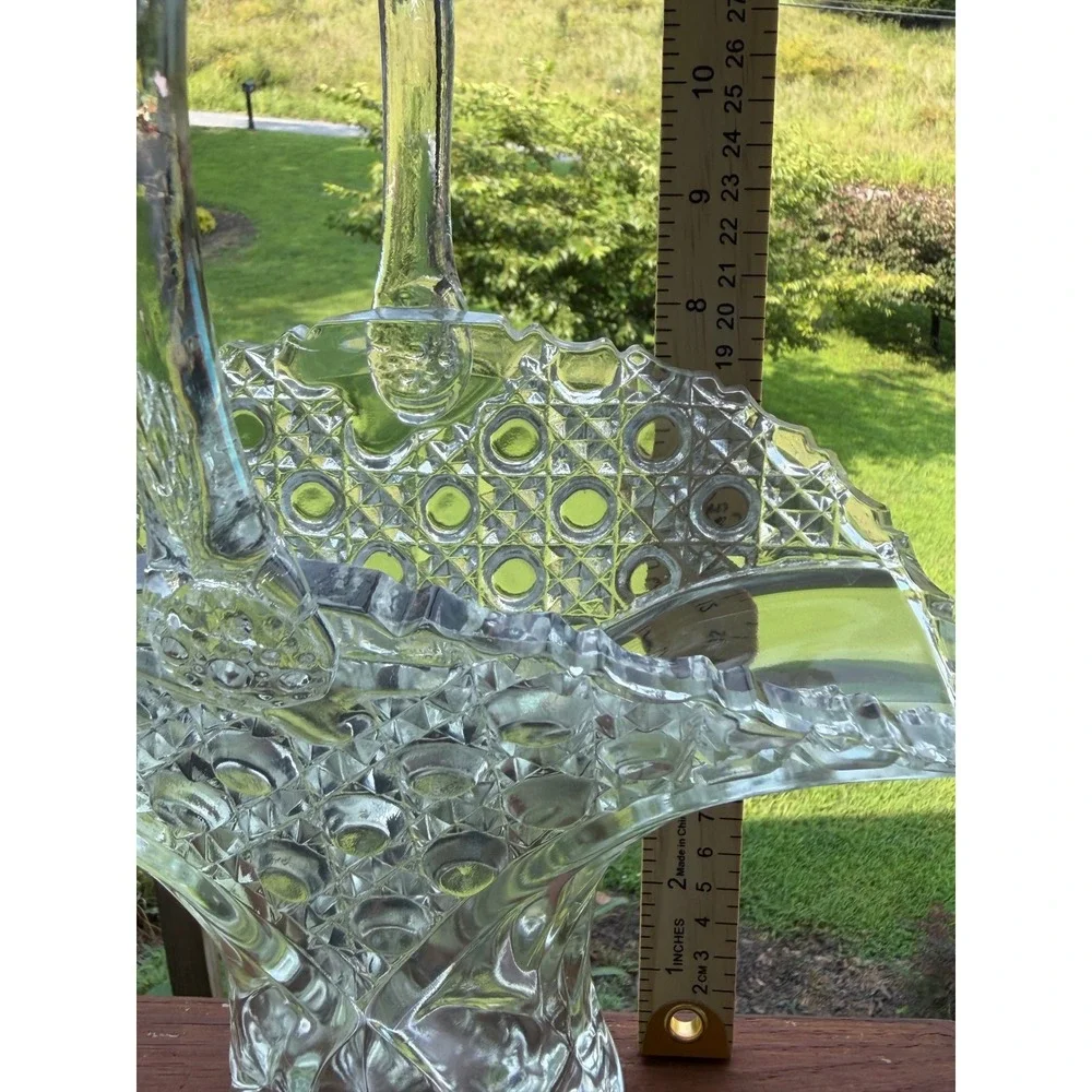 Excellent Antique EAPG Cane Pattern 12.5 Bridal Basket Heavy 3.2 lbs